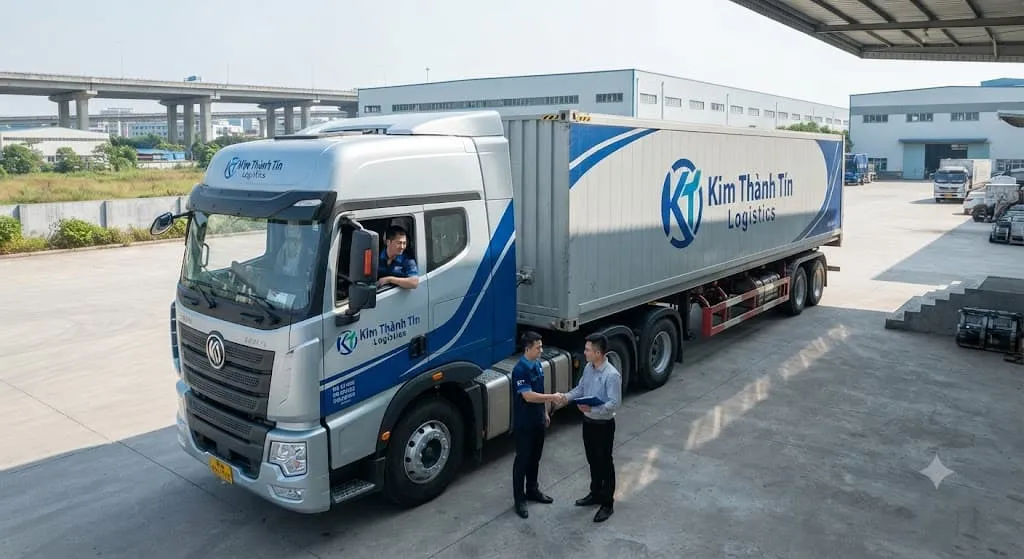 Kim Thành Tín Logistics điều phối phương tiện đến tận xưởng tại Quảng Châu để bốc hàng giúp tối ưu chi phí